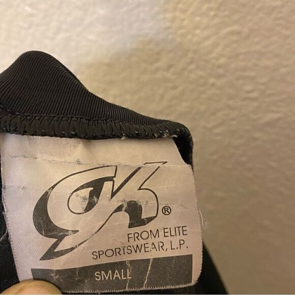 GK elite gymnastics competition leotard long sleeve black velvet rhinestone -S - Picture 5 of 9